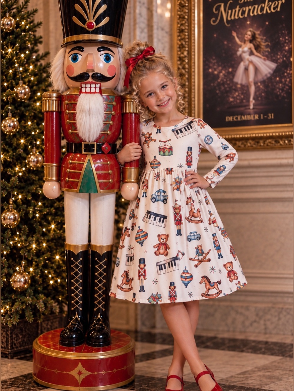 POSH PEANUT 🎹FAO Schwartz 5T/6T Piano bears Volkswagen beetle bug twirl dress!